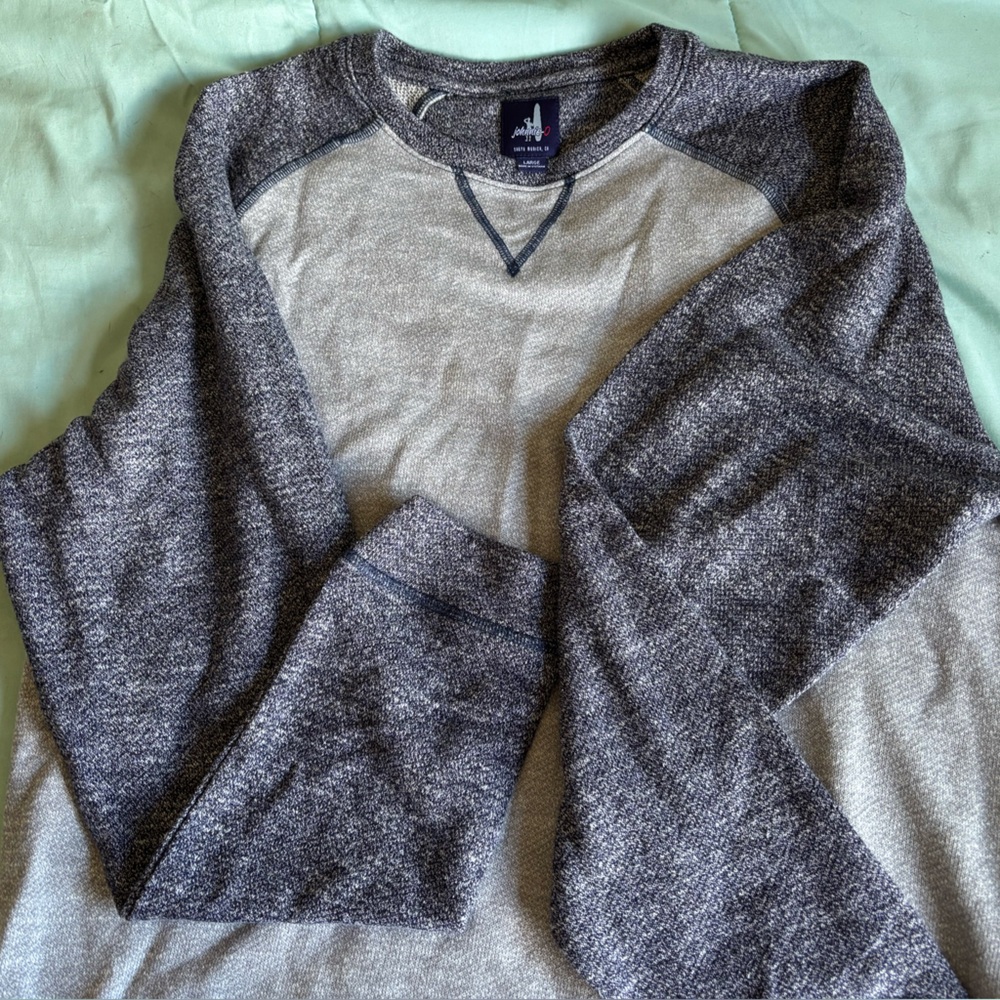 johnnie-O V-Neck Sweater in Gray and Cream